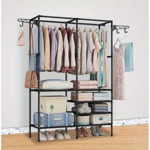 Multifunctional Metal Clothing Shelf, Independent Shoe Organizer, Space-Saving Wardrobe for Clothes and Shoes