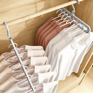 3pcs Heavy-Duty Foldable Plastic Hangers with 9 Holes - Space-Saving, Ideal for Closets, Wardrobes & Dorms