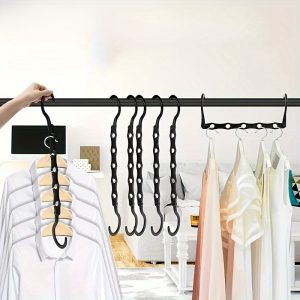 10 Pcs/ Set easy to install casual style plastic magic space saving hangers - door hanging, brushed surface finishing wardrobe organizer, efficient storage - durable, multi hanging wardrobe hooks, suitable for dormitory essentials