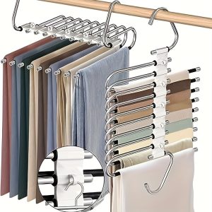 Stainless Steel S-Type Pants Hanger 9-Tier Space-Saving, Non-Slip & Sturdy Closet Organizer