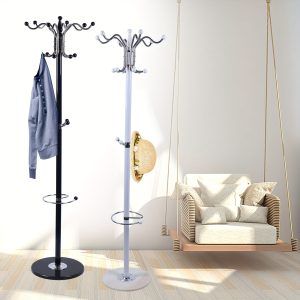 Heavy Duty Clothes Rack Hat Bag Holder Tree Clothes Rack Marble Hat Rack Bent Hook 16 Hooks Storage For Hotels, Motels, Cafes, Bars, Pubs