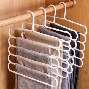 5pcs, Multifunctional Five-Layer Pants Rack, Anti Slip, Multi-layer Clothing Store Wardrobe Clothes Hanger, Scarf Storage Hanging Rack, Pants Rack