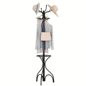 1pc Vintage Metal Coat Hat Rack, Tree Stand, Clothes Hanging Rack With Hooks For Umbrella, Hats, Clothes Storage Organizer For Bedroom, Living Room, Doorway