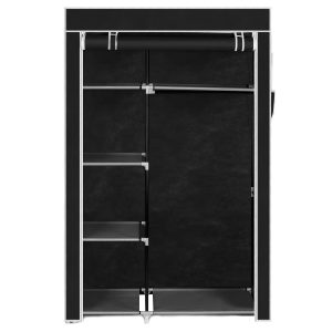 64 Portable Closet Storage Organizer Wardrobe Clothes Rack with Shelves Black